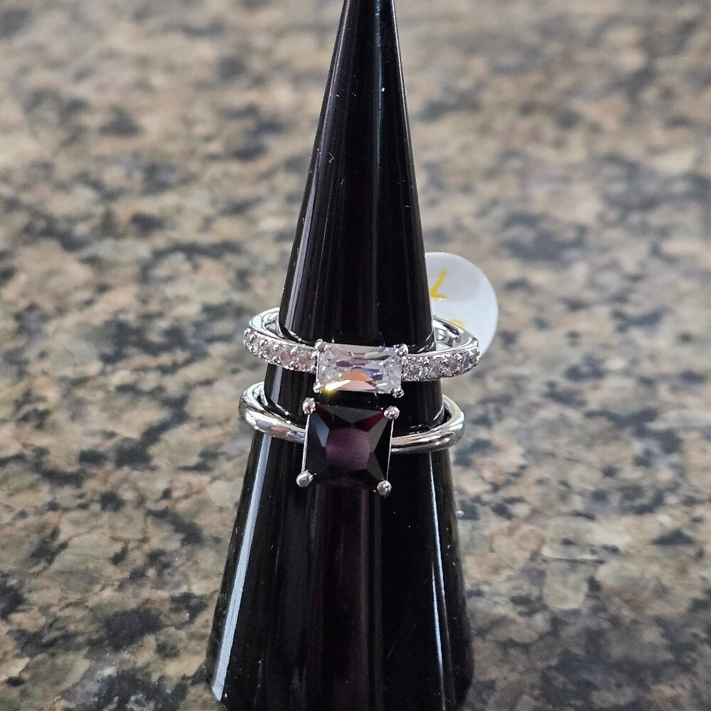 Bomb Party RG43129 "Stepping Into The Future" Black Onyx & Diamond CZ Sz 7